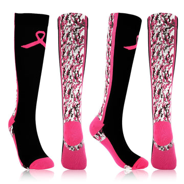 YLOLUL Breast Cancer Awareness Socks Black Camouflage Polyester Womens Size L