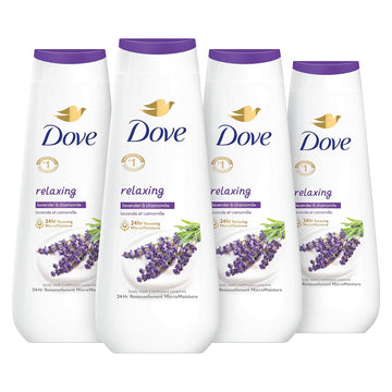 Dove Body Wash 4 Count Relaxing Lavender Oil & Chamomile for Renewed, Healthy-Looking Skin Gentle Skin Cleanser with 24hr Renewing MicroMoisture 20 oz