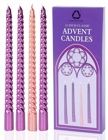 SEVEN LUCKY LIGHT 10in Advent Candles Set of 4 Dripless White Wax