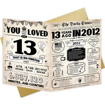 ZUDBBDSD 13th Birthday Card Boys Girls Party Decorations Retro Variety Pack