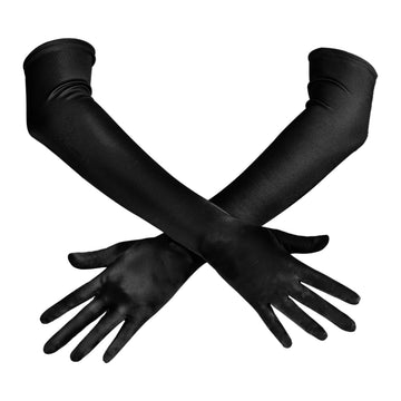 Spooktacular Creations Long Satin Opera Party Gloves Black 21in One Size