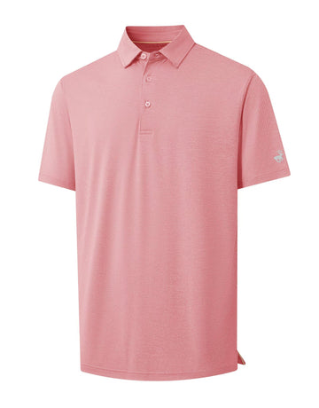 MICHEL ROUEN Men's Dry Fit Golf Polo Shirt Pink Heather Jacquard Size M