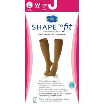 Dr. Comfort Women's Micro Nylon Graduated Compression Knee High 15-20 Mmhg Black