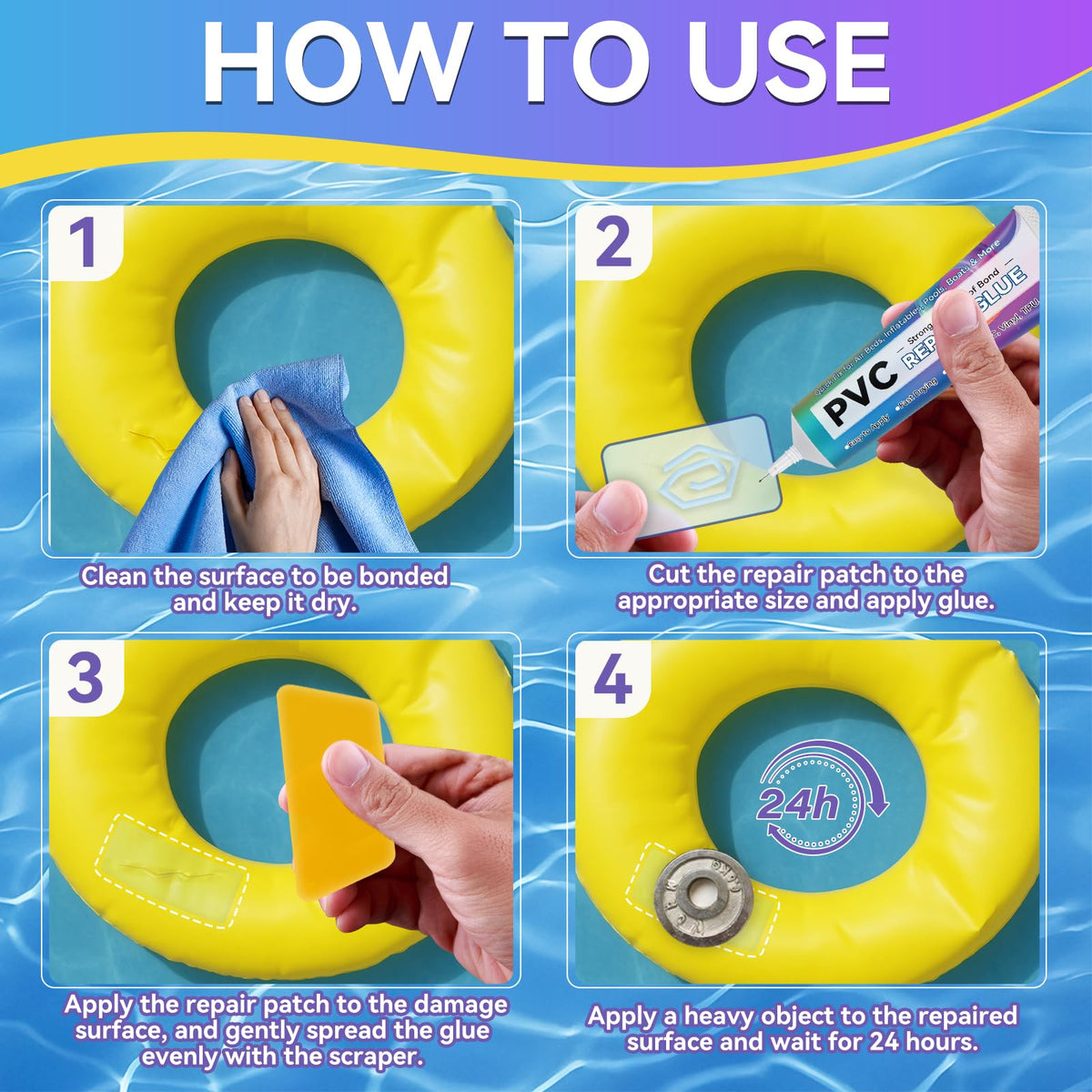 Balldanlu Air Mattress Patch Kit Waterproof Vinyl Repair Adhesive Inflatables