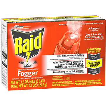 Raid Concentrated Deep Reach Fogger, 3-Pack (6 oz Cans)
