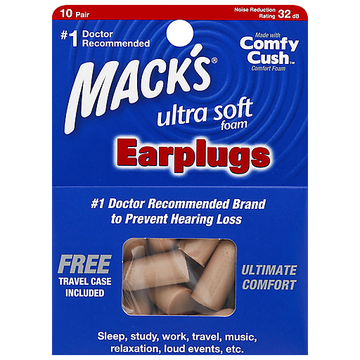 Mack's Ultra Soft Foam Earplugs - 20 Pair Bonus Pack, High Noise Reduction