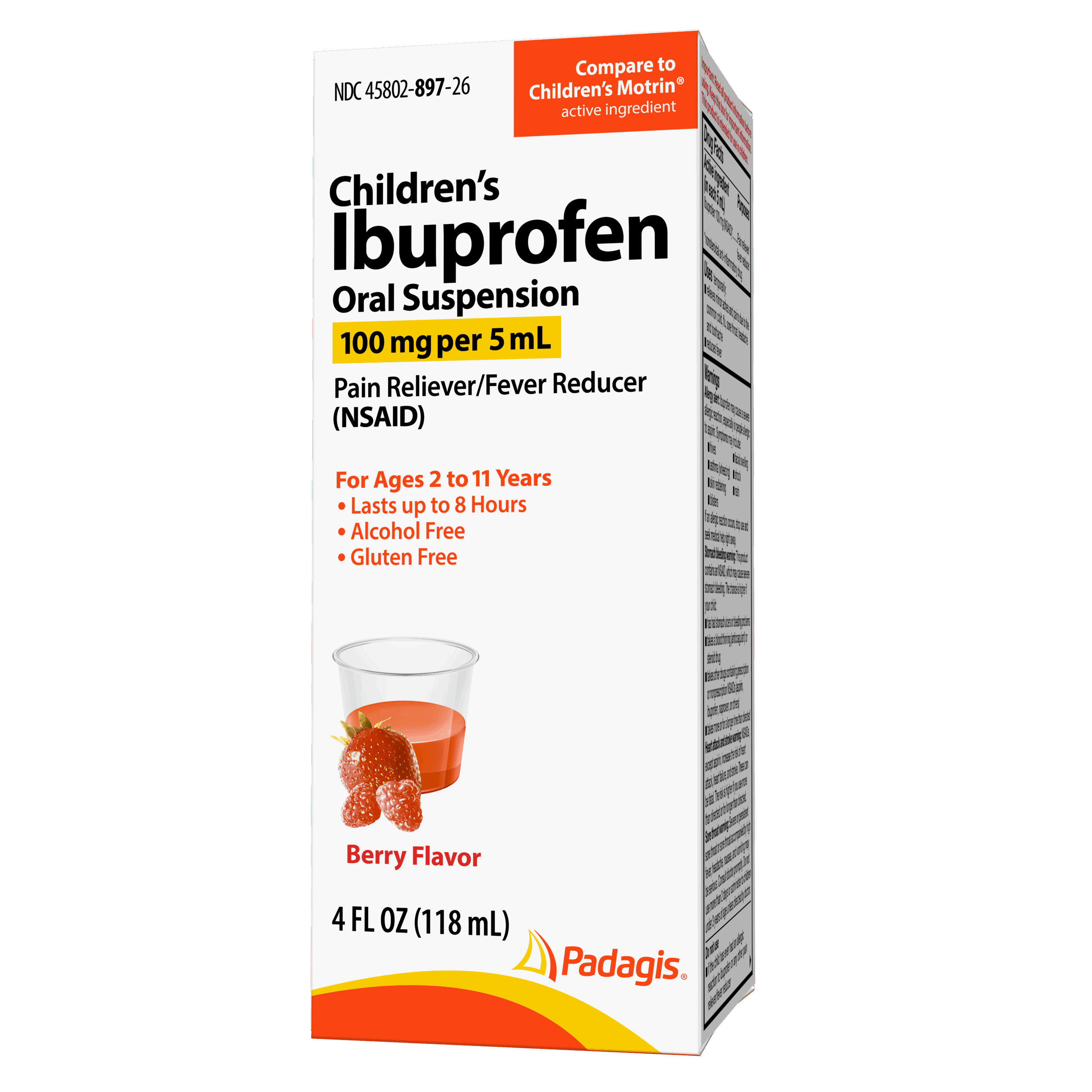Padagis Children's Ibuprofen Oral Suspension, 100 mg/5 mL (50 x 5 mL Unit Doses)