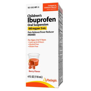 Padagis Children's Ibuprofen Oral Suspension, 100 mg/5 mL (50 x 5 mL Unit Doses)