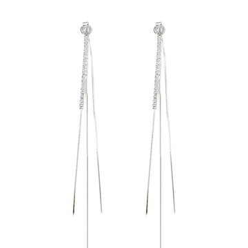 925 Sterling Silver Dangle Chain Tassel Earrings
