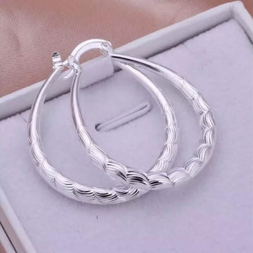 925 Sterling Silver Oval Filigree Hoop Earrings