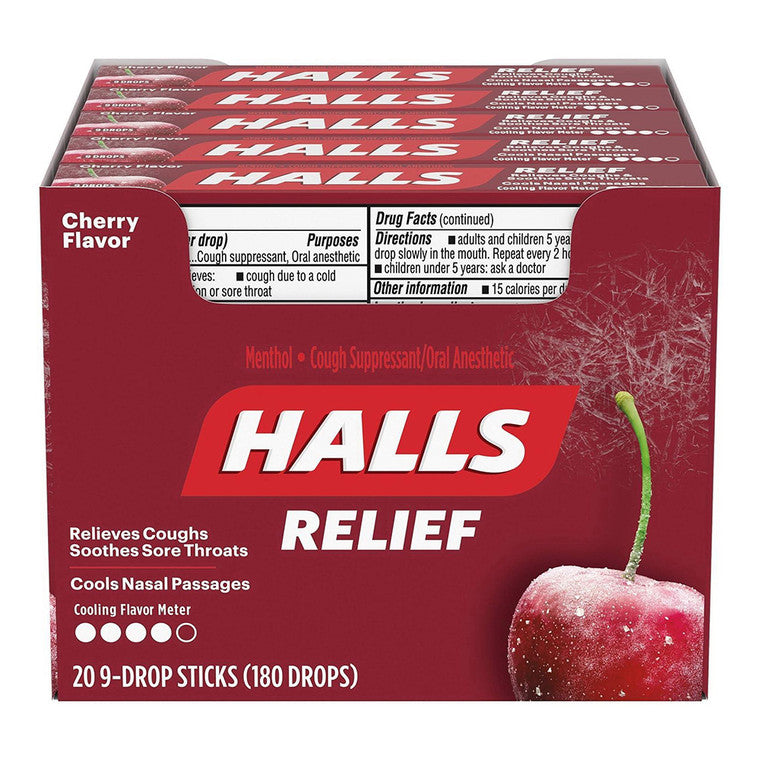 Halls Cough Drops Lozenges Cherry - 20x9 Ct