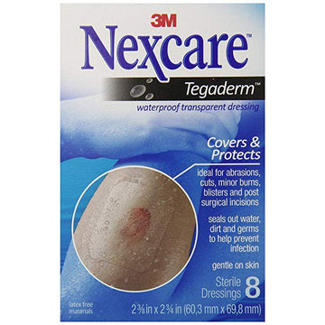 Nexcare Tegaderm Waterproof Transparent Dressing, 2.375 in x 2.75 in, 8 Count