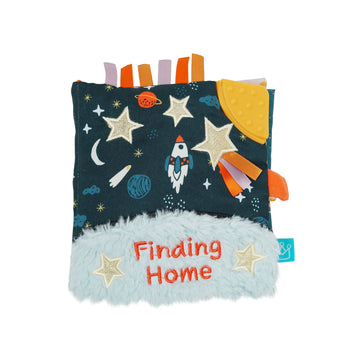 Manhattan Toy Little Rocket Finds Home Soft Activity Crinkle Book for Baby & Toddler with Tethered Characters Small