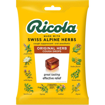 Ricola Original Natural Herb Cough Drops Bag Lozenges 21