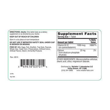 Reliable-1 Laboratories Vitamin B-12 – 1000 mcg (100 Tablets)