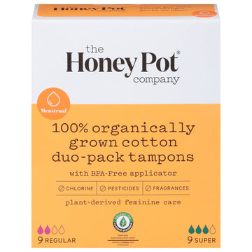 The Honey Pot Company Tampons, Regular/Super, Duo Pack