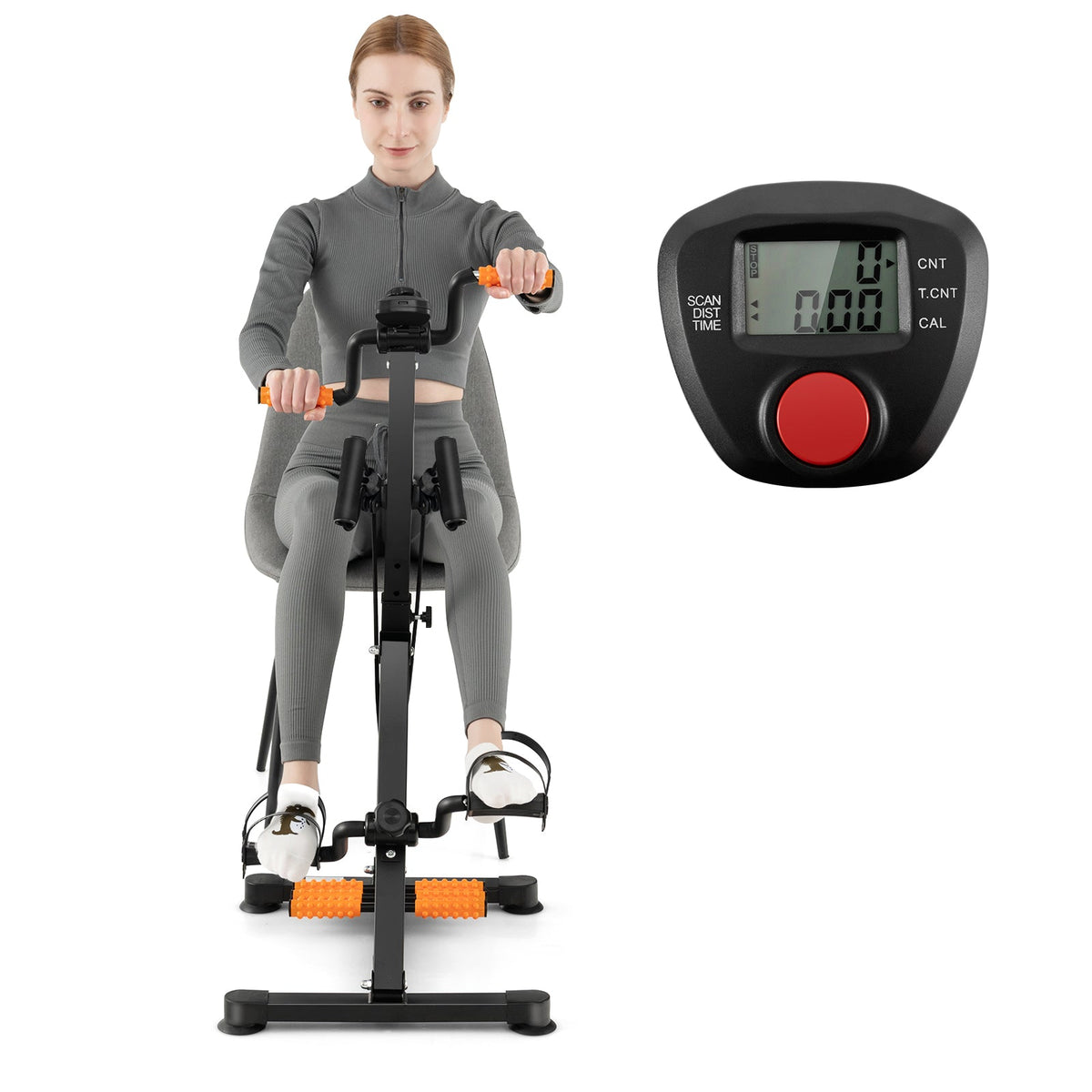 Adjustable LCD Pedal Exercise Bike with Massage-Yellow