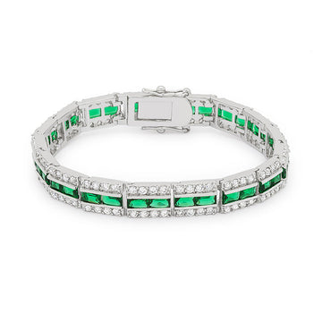 Clear and Blue Alternating Crystal Eternity Ring