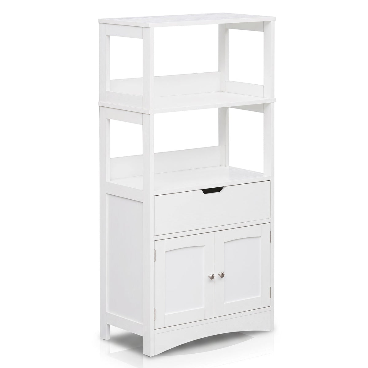 Bathroom Floor Cabinet with Open Shelves and Drawer