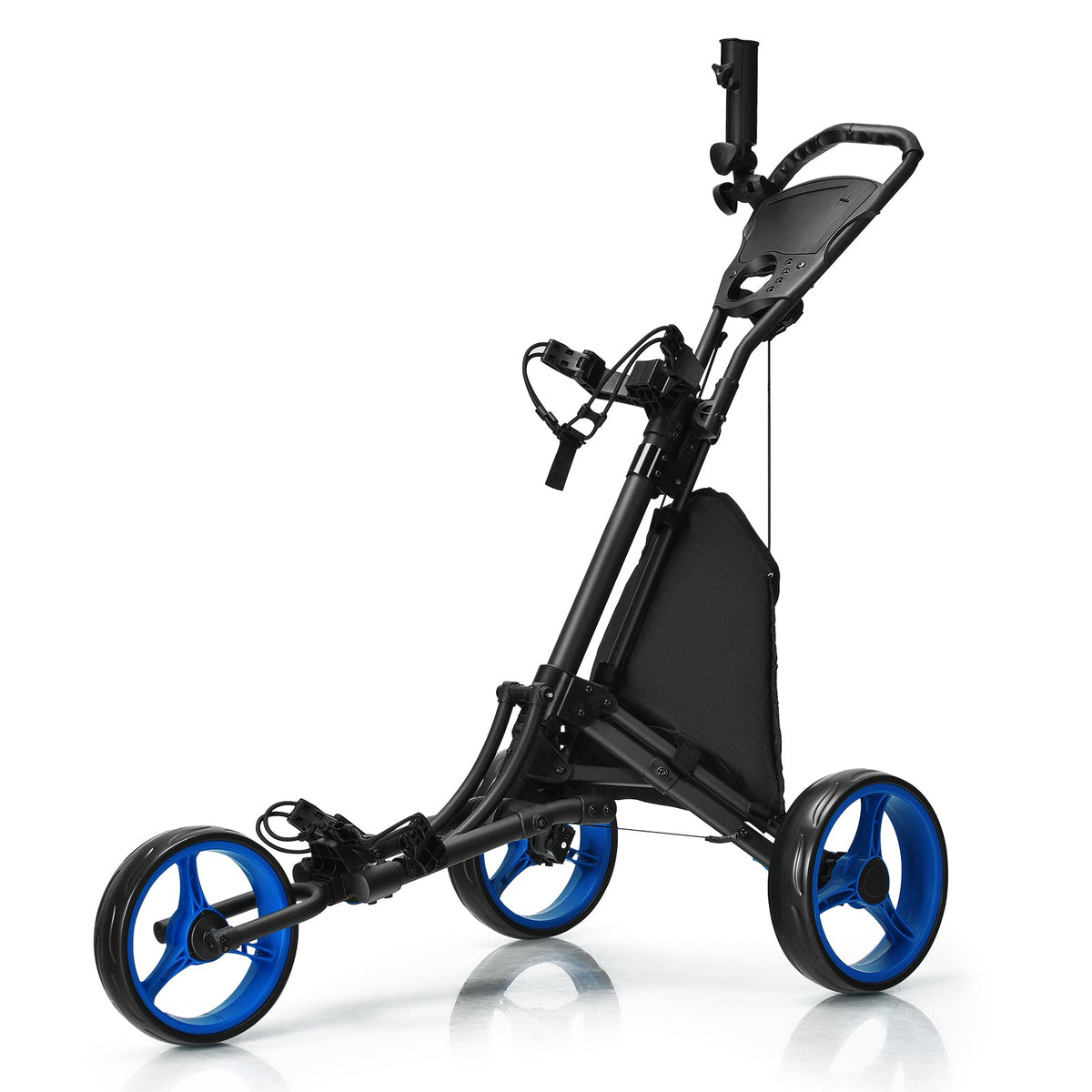 Folding 3 Wheels Golf Push Cart with Bag Scoreboard Adjustable Handle