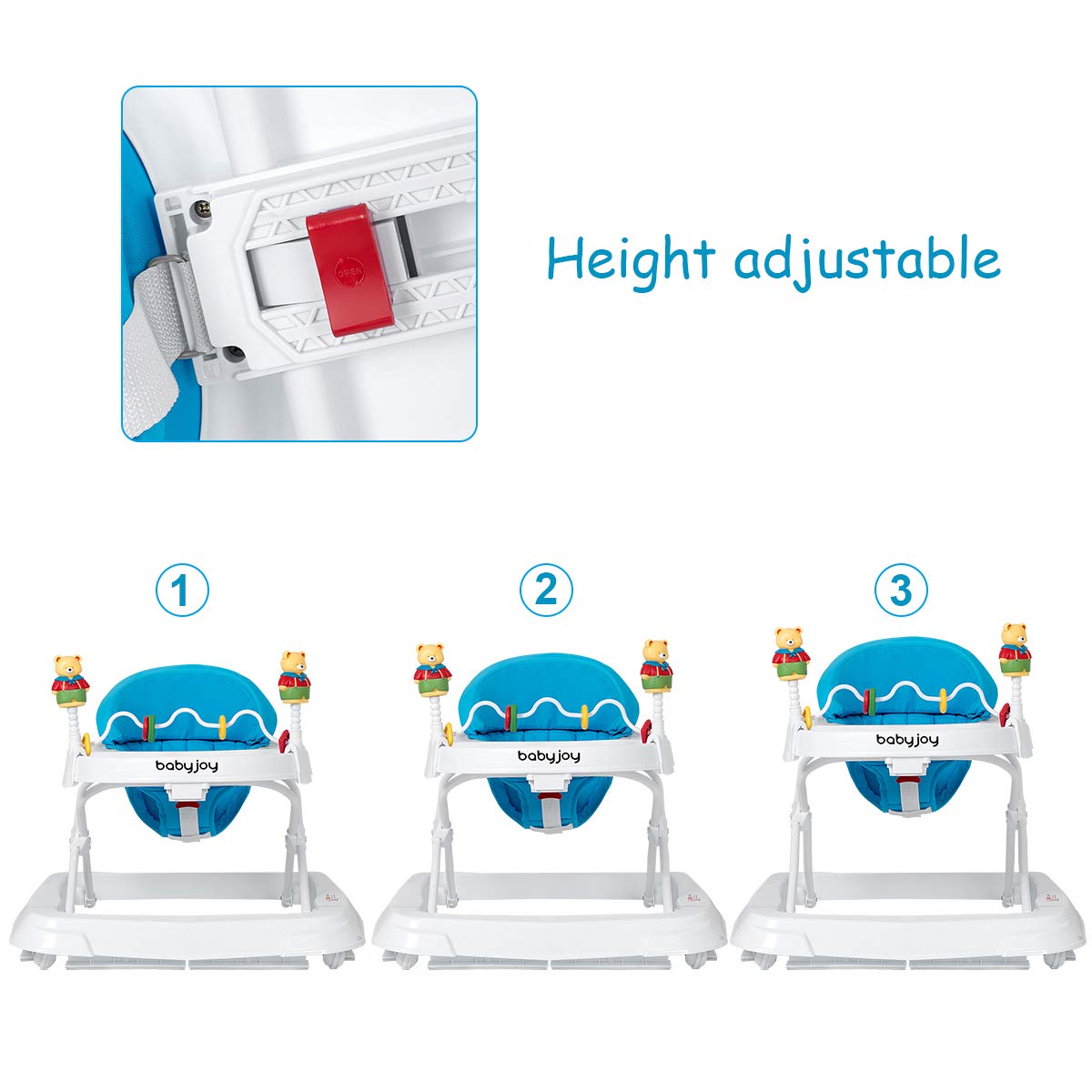 Adjustable Height Removable Folding Portable Baby Walker