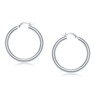 14k White Gold Polished Hoop Earrings (4x40mm)
