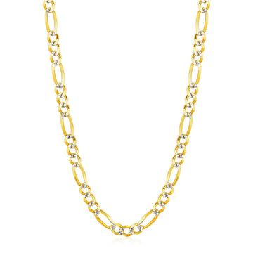 14K Yellow Gold Solid Pave Figaro Chain (5.90 mm)