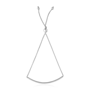 14k White Gold Smooth Curved Bar Lariat Design Bracelet (1.00 mm)