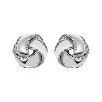 Textured and Polished Love Knot Earrings in Sterling Silver(13mm)