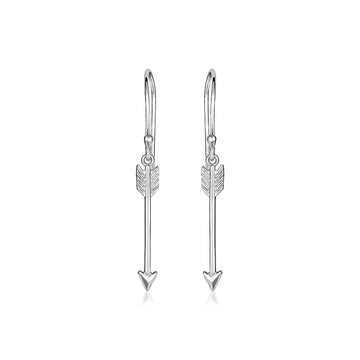Sterling Silver Polished and Textured Arrow Earrings