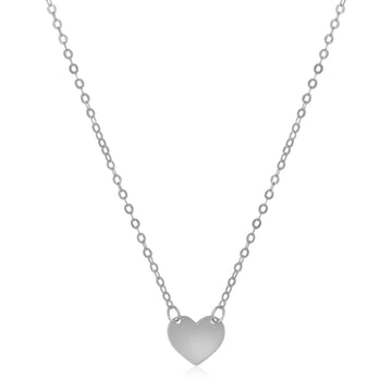 14k White Gold Polished Mini Heart Necklace