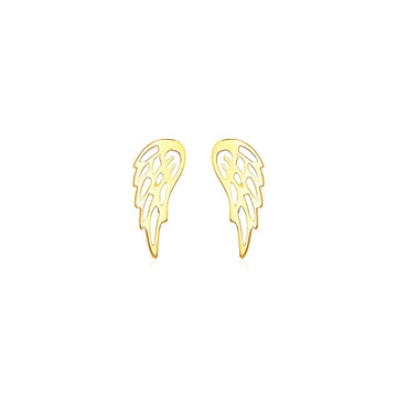 14k Yellow Gold Polished Wing Post Earrings