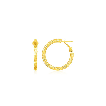 14 k Yellow Gold Petite Twisted Round Hoop Earrings