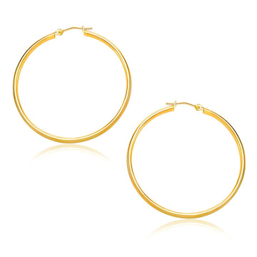 10k Yellow Gold Polished Hoop Earrings (1.5x30mm)
