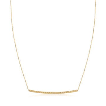 14k Yellow Gold Thin Textured Bar Necklace