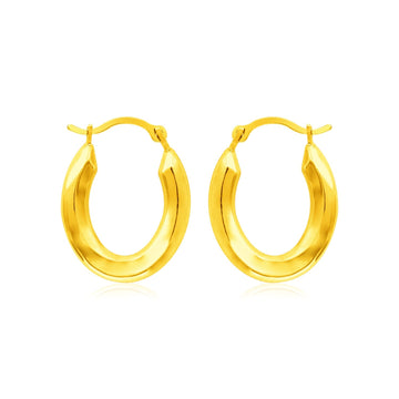 14k Yellow Gold Polished Oval Hoop Earrings