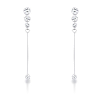 1.2Ct Graduated Plated Drop Cubic Zirconia Earrings.