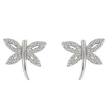 Cubic Zirconia Dragonfly Earrings