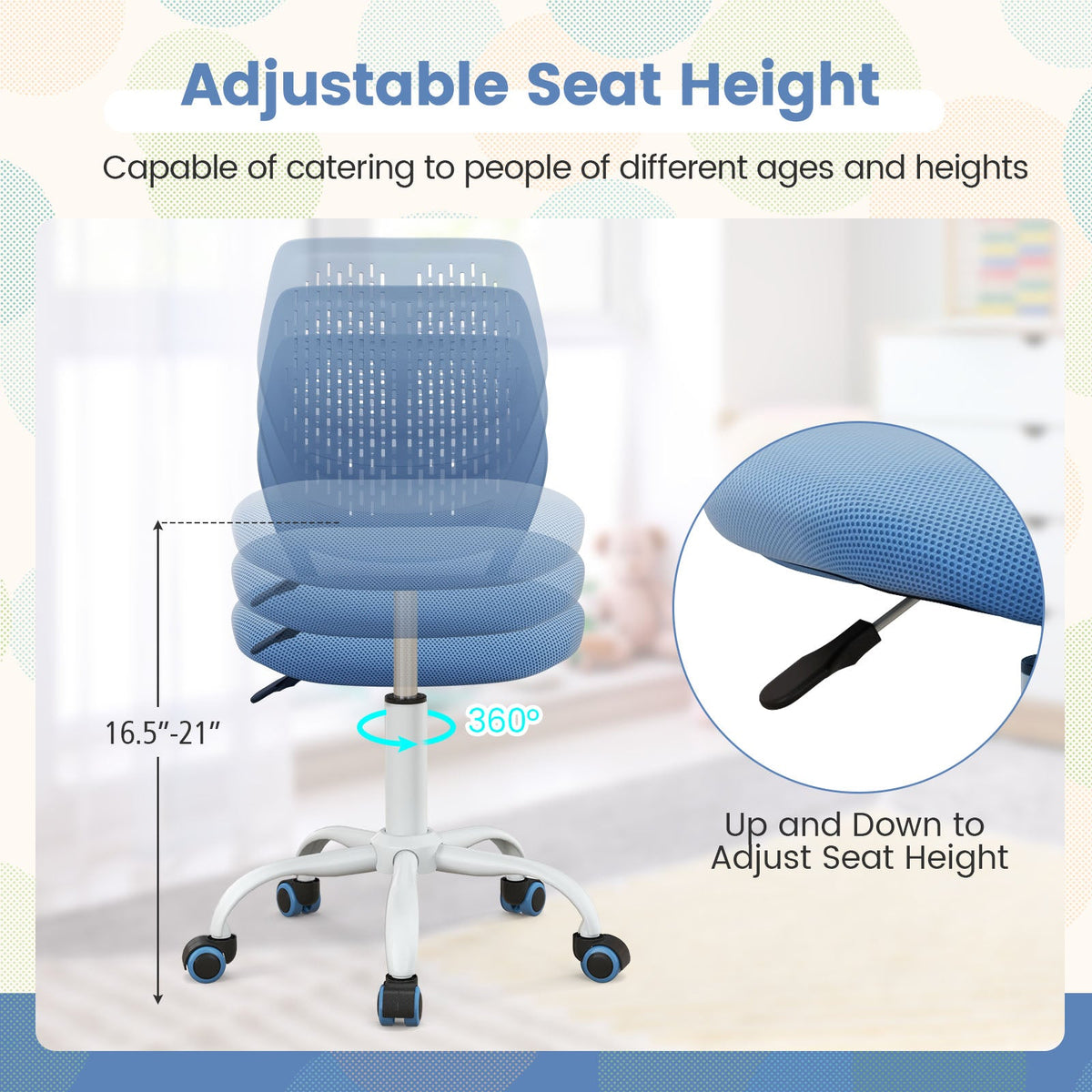 Ergonomic Children Study Chair with Adjustable Height