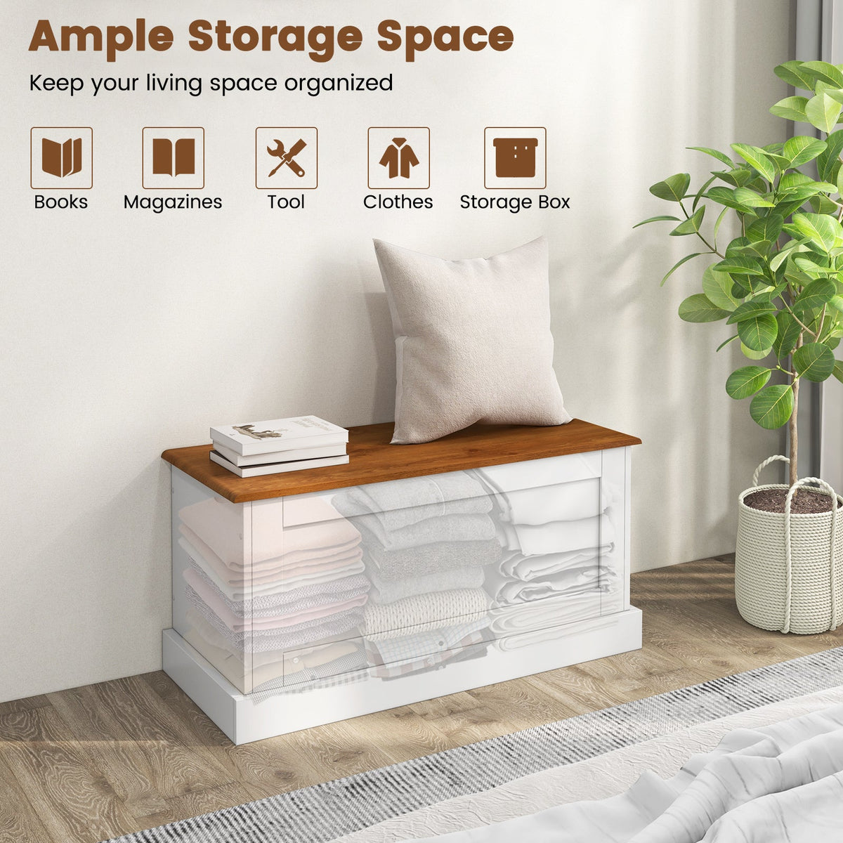 Large Storage Chest with Safety Metal Hinge