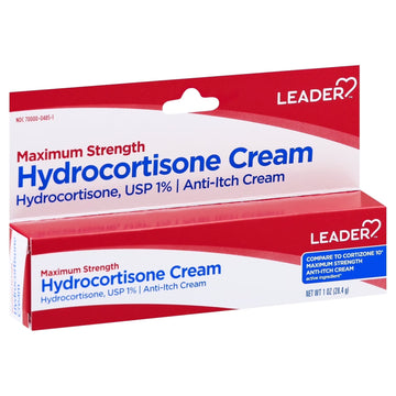 Leader Maximum Strength Hydrocortisone Cream 1% with Aloe – 1 oz