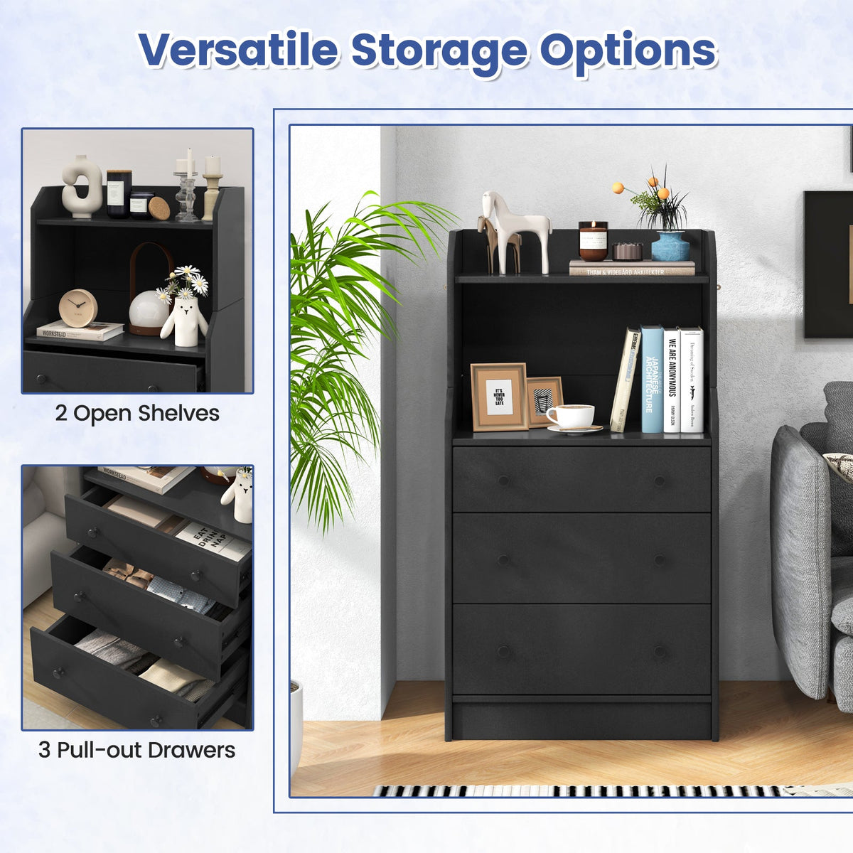Storage Dresser with Anti-Toppling Device, 44" Tall