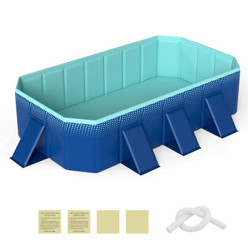 Non-Inflatable Swimming Pool Portable Around Ground Pool with 24 Wall Panels