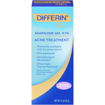 Differin Adapalene Gel 0.1% Acne Treatment, Prescription Strength Retinoid, 1.6 oz