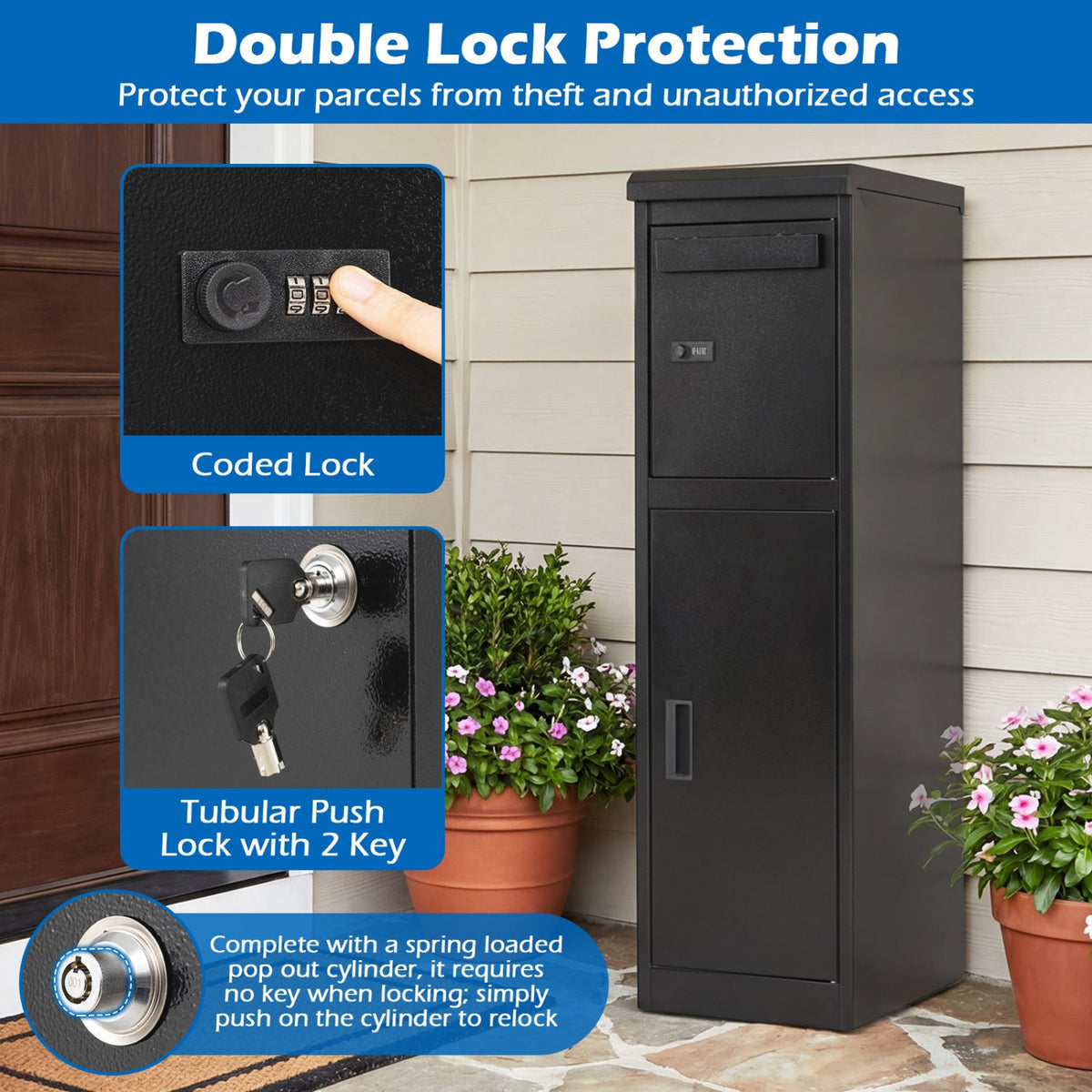 Package Delivery Box for Outside with Lockable Doors Coded Lock