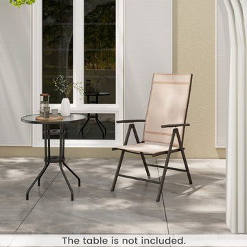1 Piece Patio Folding Dining Chairs with 7-Level Adjustable High Backrest