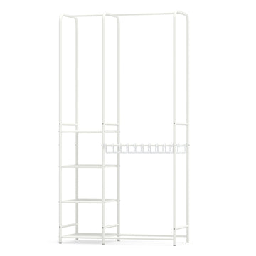 Portable Closet with Pants Hangers and 2 Hanging Rods and 4 Storage Shelves