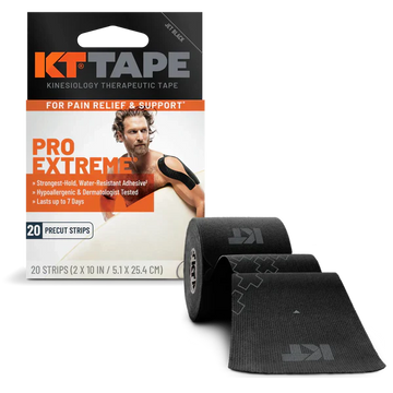 KT Tape Pro Extreme Kinesiology Tape, Black (Case of 8 x 20-Count Boxes)