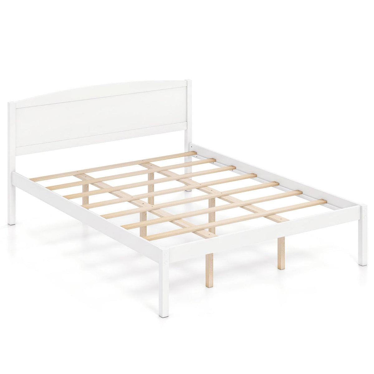 Queen Platform Bed Frame with Curved Headboard - Walnut