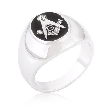 Onyx Cubic Zirconia Masonic Ring